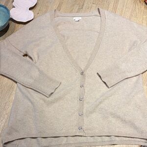 Pilcro cashmere Neutral Taupe V-Neck Button Front Cardigan